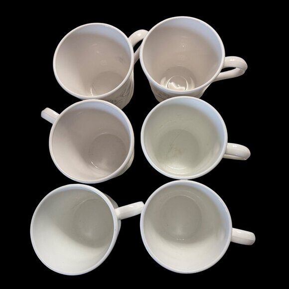 Set Of 6 CorningWare Pink Trio White Mugs With Floral Design Made In USA 10 Oz - Picture 2 of 7